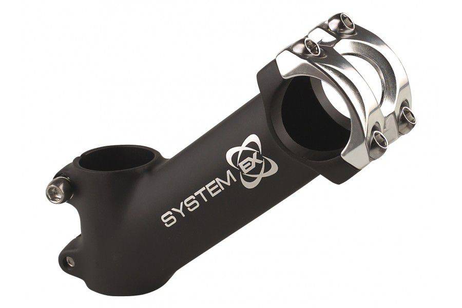 System EX Ahead Stem 31.8mm handlebar stem with four-bolt clamp in matte black, bike component for steering and control.