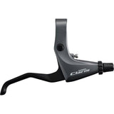 Shimano Claris BL-R2000 silver flat bar brake levers for mechanical bicycle brakes, shown with ergonomic design and mounting details.