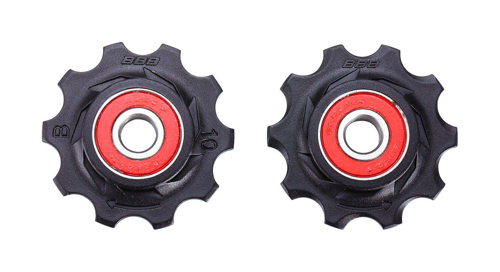 BBB BDP-11 RollerBoys Ceramic Jockey Wheels 10T in black for Shimano, SRAM, and Campagnolo bike components.