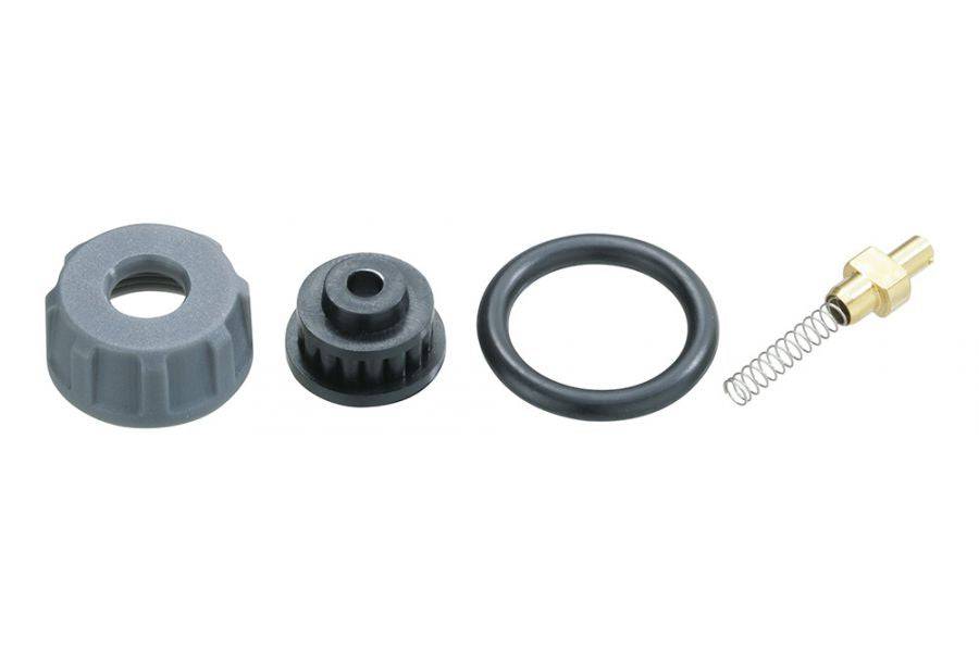 Topeak Harpoon pump rebuild kit with replacement parts for reliable bike inflation, shown in black.