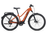 Liv Amiti E+ 2 women’s 2023 e-hybrid bike with Shimano Alivio drivetrain and sleek frame, ready for urban commuting and cycling adventures.