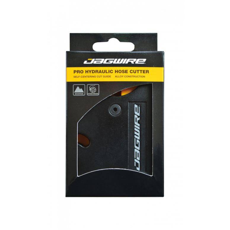 Jagwire Pro Hydraulic Hose Cutter with replaceable blades, black aluminum body, ideal for workshop use