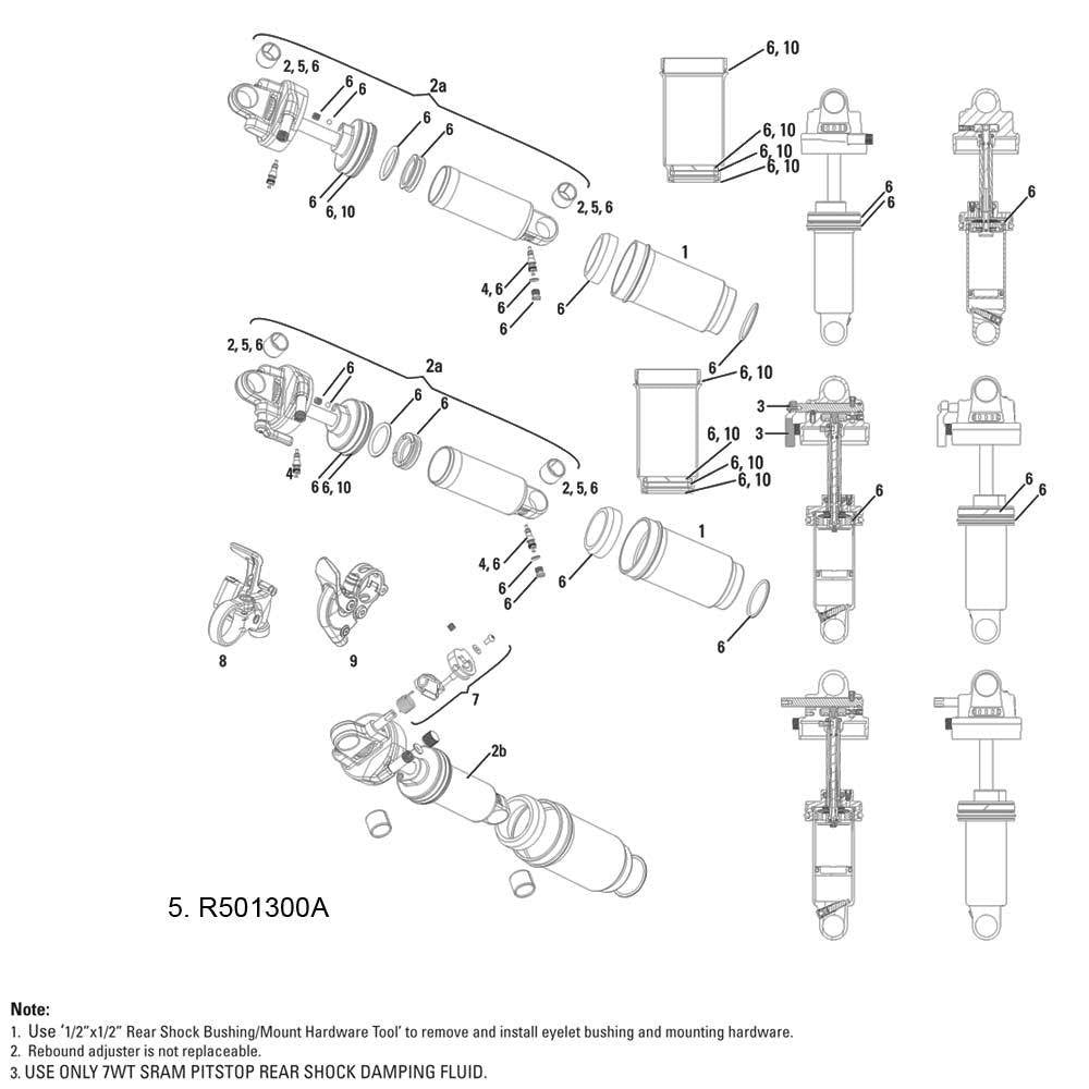 Rock Shox Rear Shock Eyelet Bushing (1/2 X 1/2") (2 Pcs) Spares & Accesories