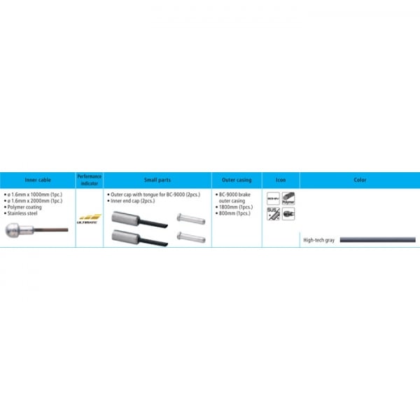 Shimano Road Brake Cable Set Polymer Coated Stainless Steel Inners High Tech Grey Cables