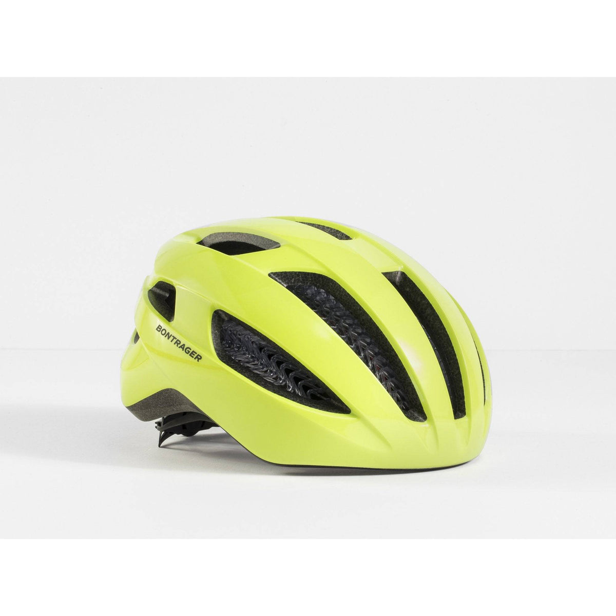 Bontrager Starvos WaveCel cycling helmet with Headmaster Fit System and safety rating, shown on a rider with adjustable straps.