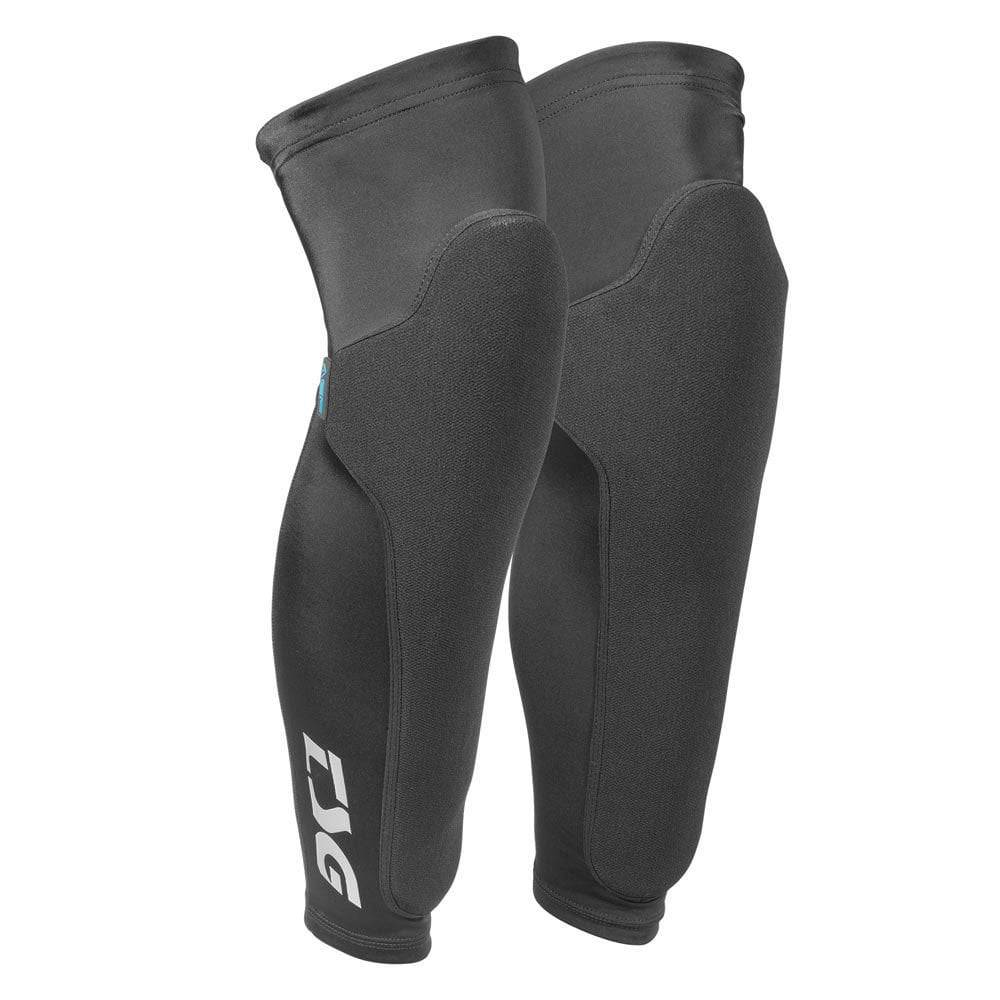 TSG Knee Sleeve Joint Airknit for cycling, breathable and flexible knee protection, shown on a model's knee during activity.