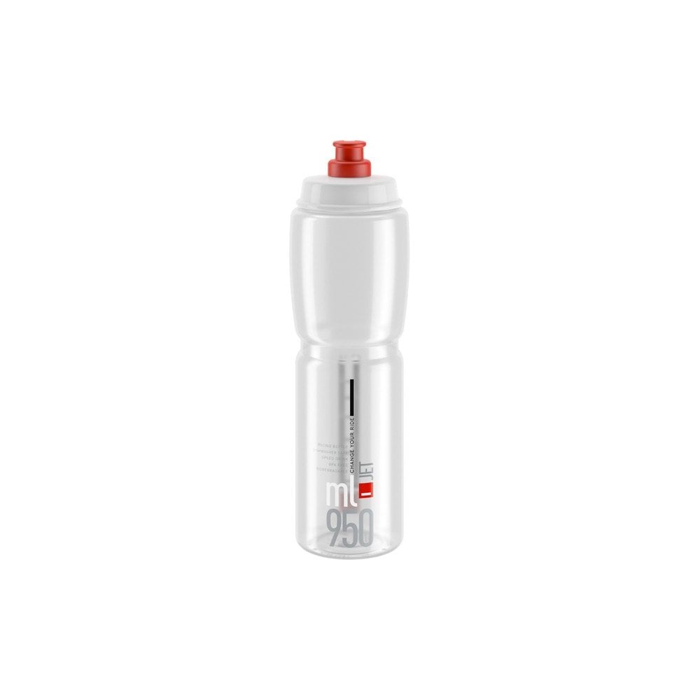 Elite Bottles Jet biodegradable cycling water bottle with high flow valve and safety valve, designed for cycling accessories.