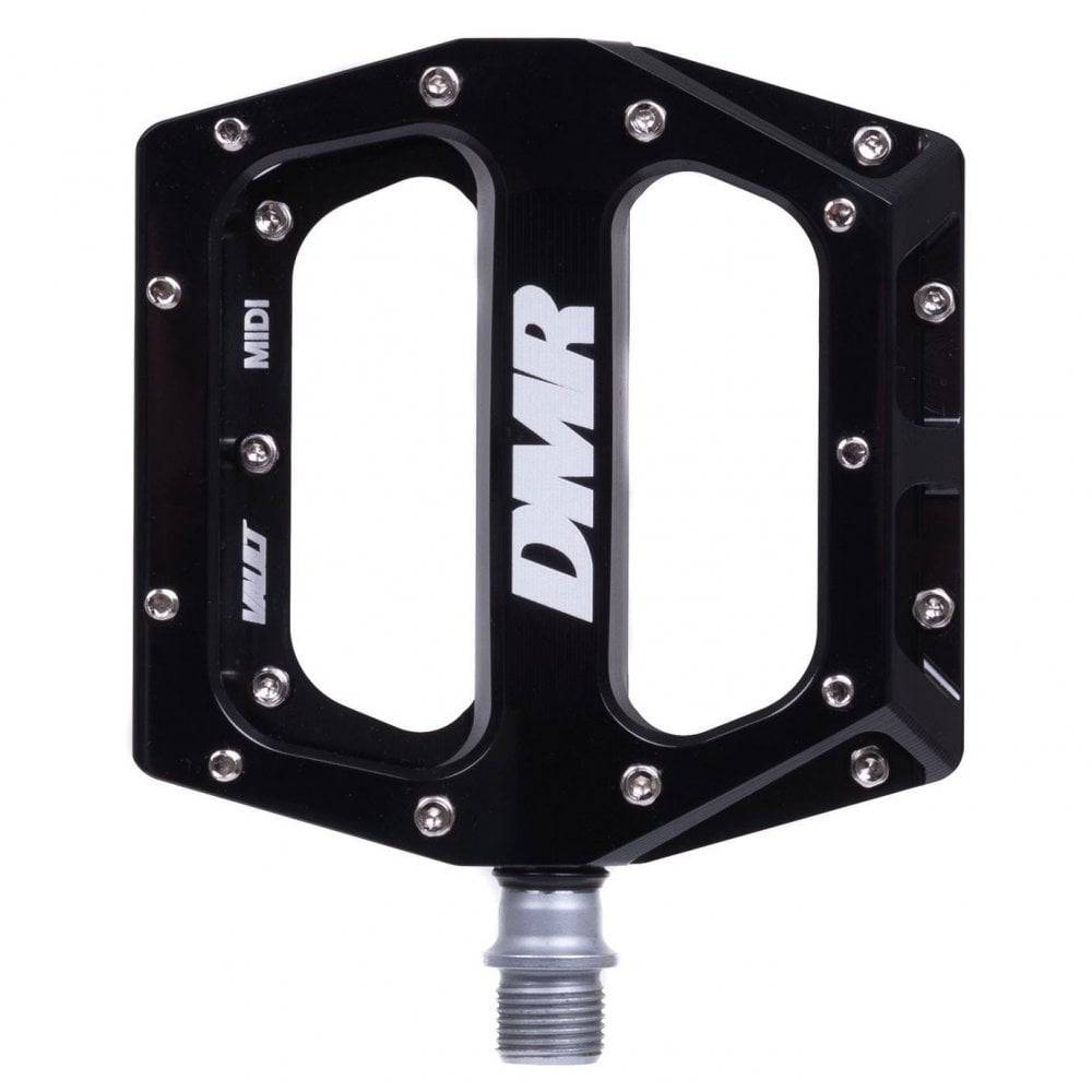 DMR Vault Midi flat bike pedal with grip pins, compact and durable MTB and urban bike component, shown with textured pedal surface.