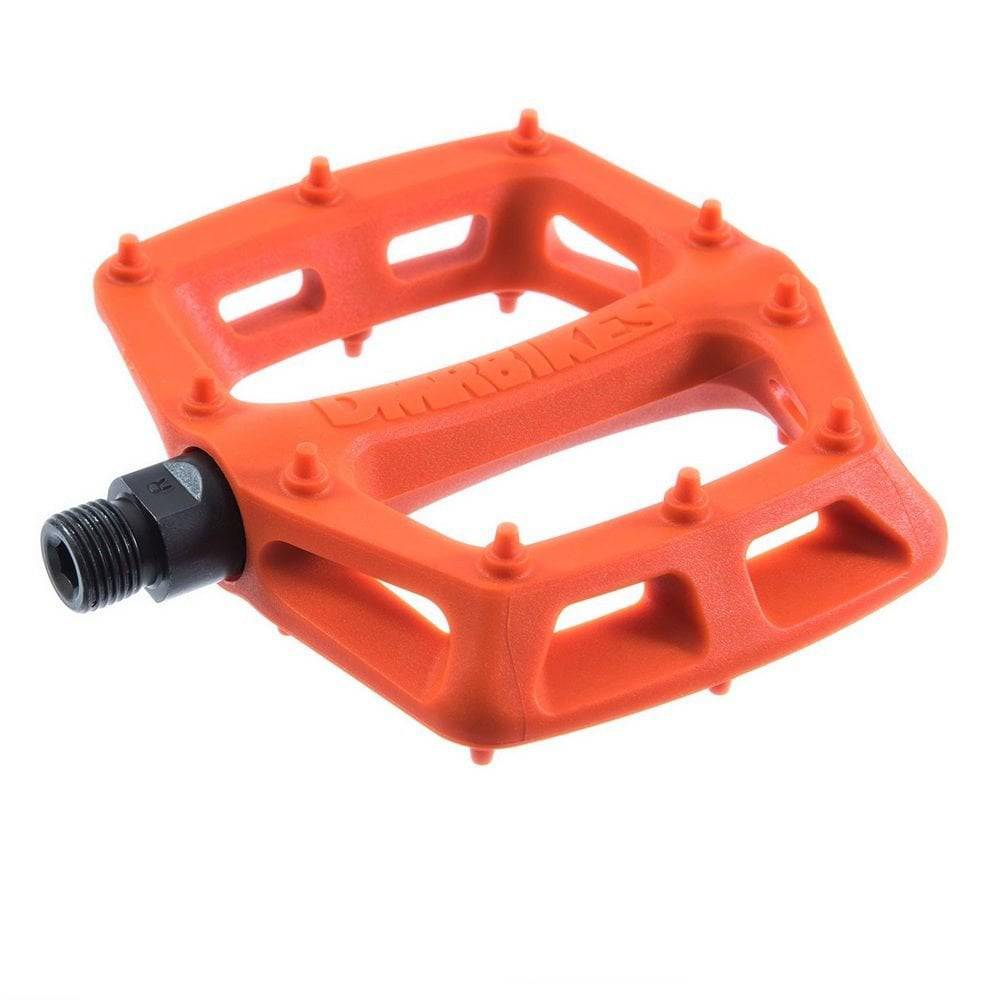 DMR Bikes V6 plastic flat MTB pedals with dual DU bush system, designed for trail riding and mountain biking components.
