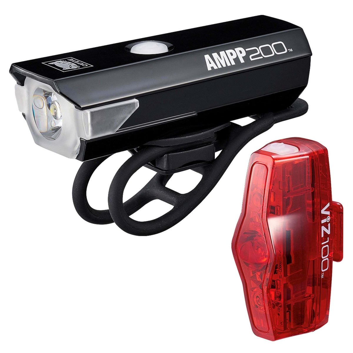 Cateye Light Sets - Ampp 200 / Viz 100 Bike Light Set