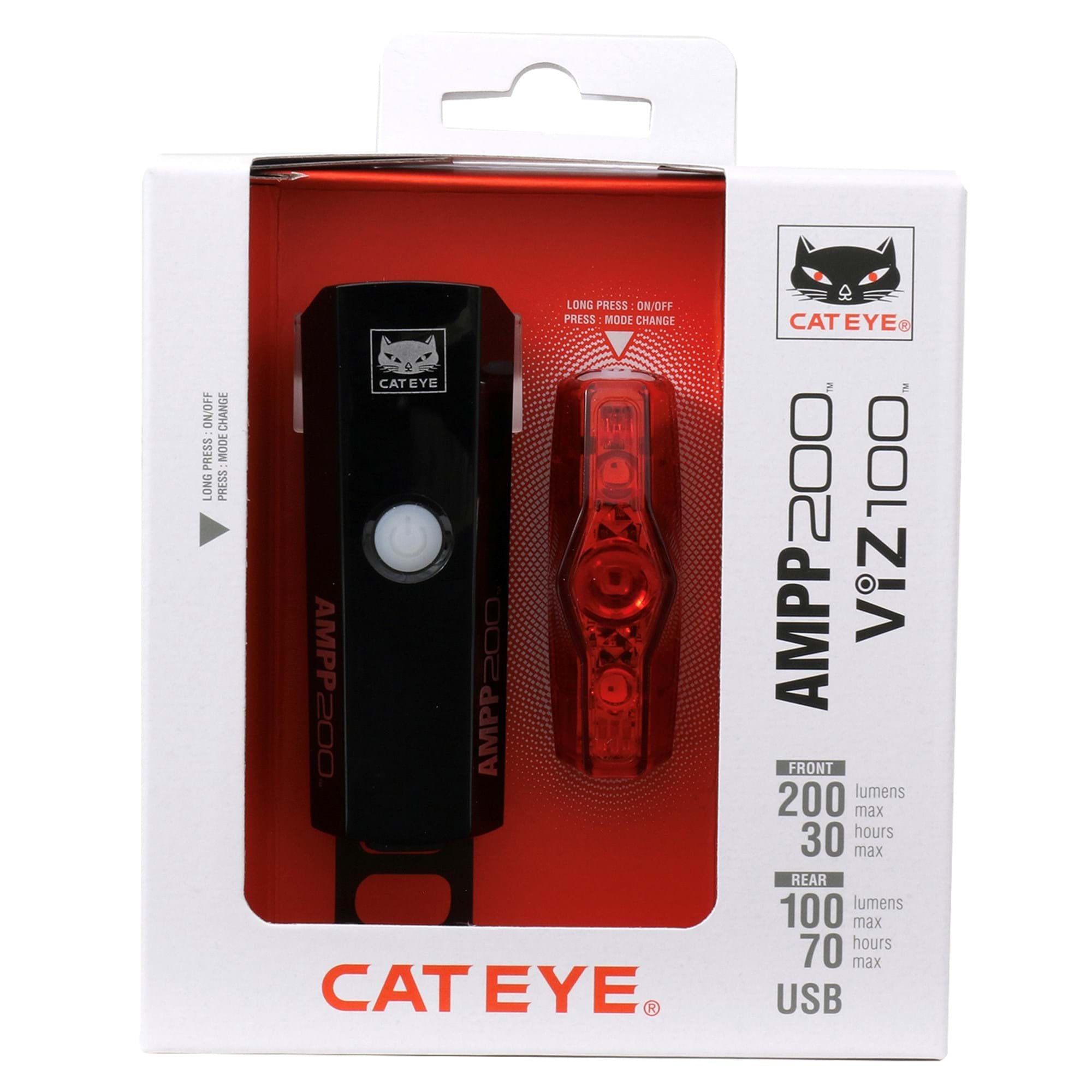 Cateye Light Sets - Ampp 200 / Viz 100 Bike Light Set