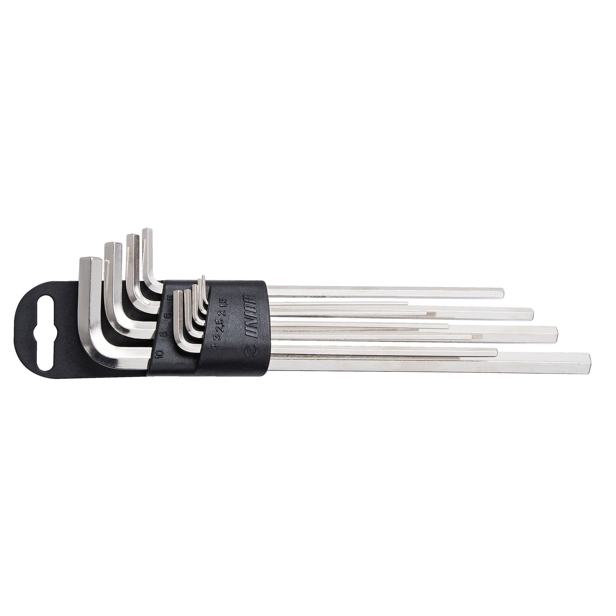 UNIOR Tool - Set Of 10 Hexagon Wrenches, Long Type On Plastic Clip
