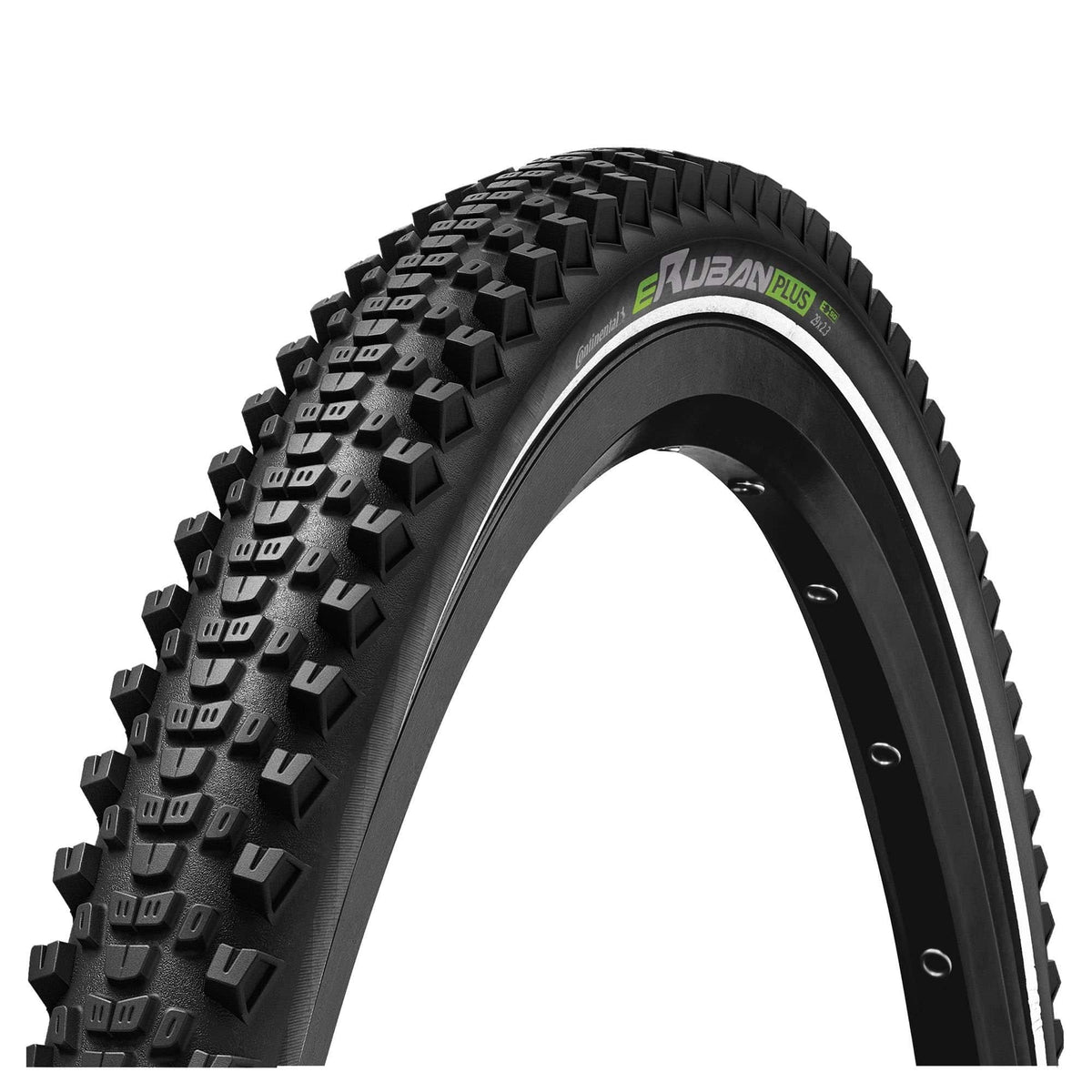 Continental Eruban Plus wire bead tyre for eBikes and urban commuting, showing tread pattern and sidewall details.