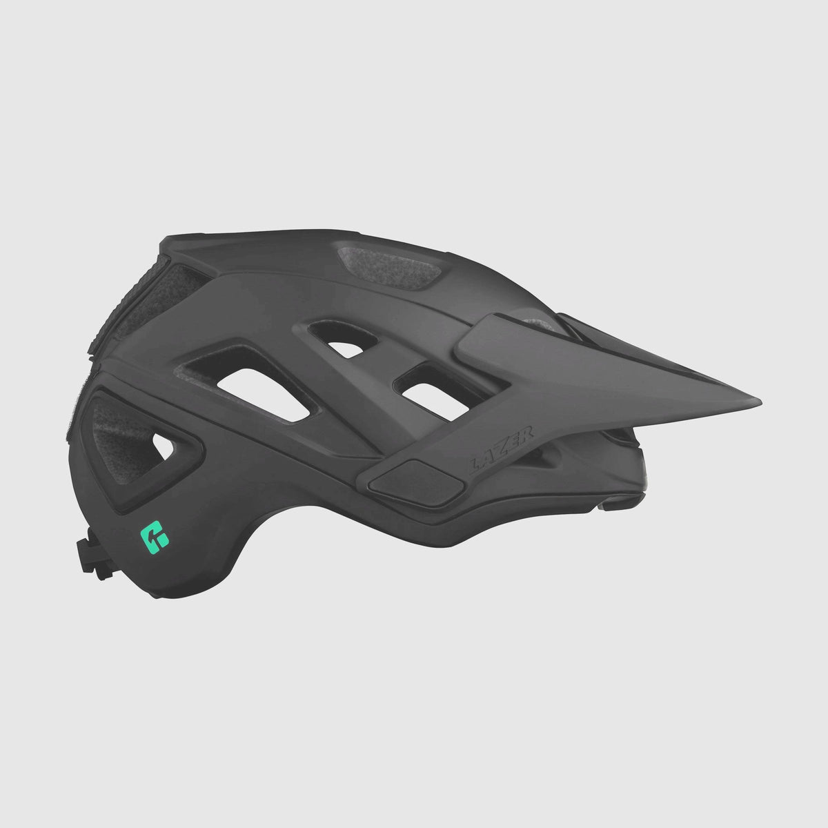 Lazer Jackal KinetiCore MTB helmet with magnetic buckle and action camera mount, designed for mountain biking safety and performance