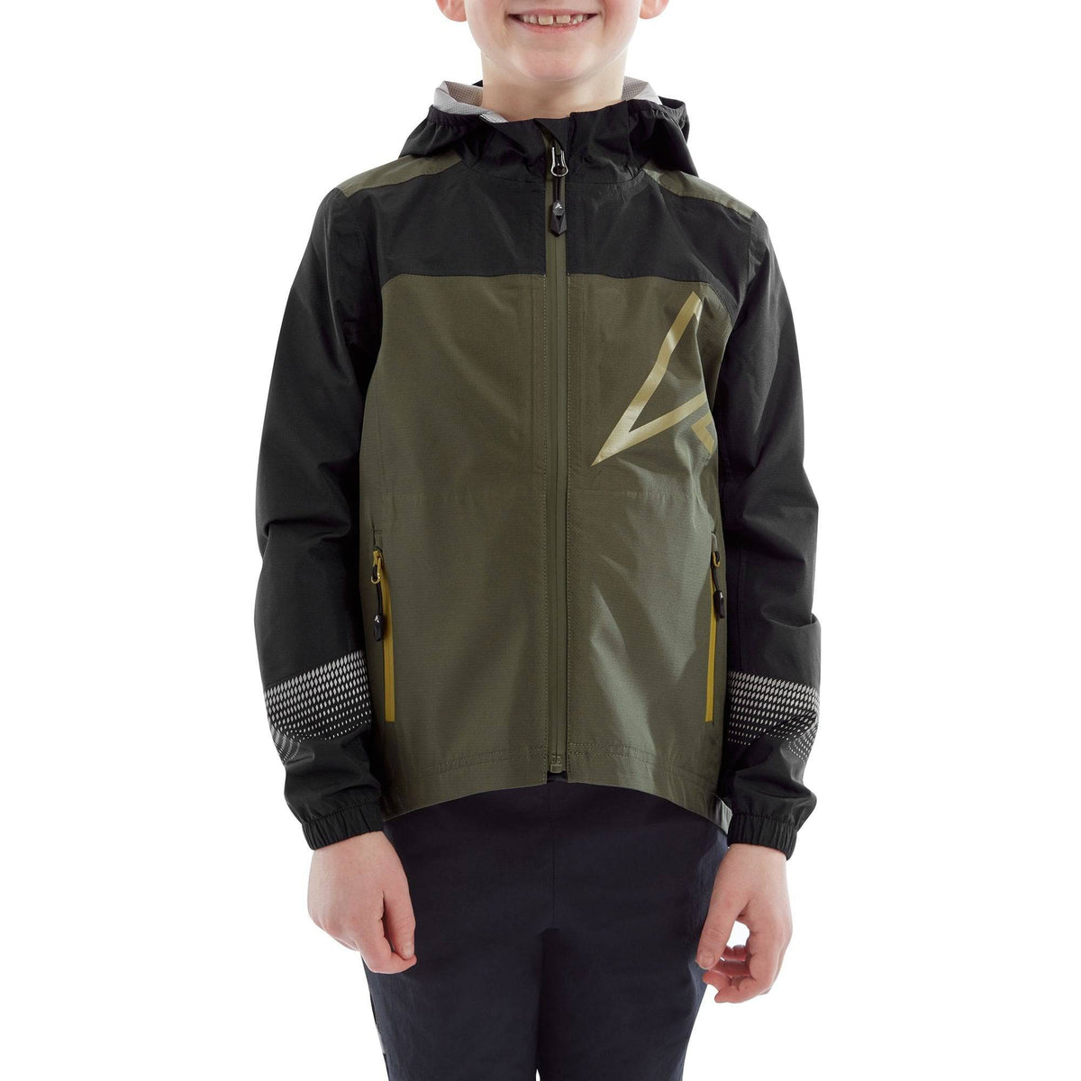 Kids' waterproof jacket by Altura featuring an adjustable hood and reflective details, designed for outdoor weather protection.