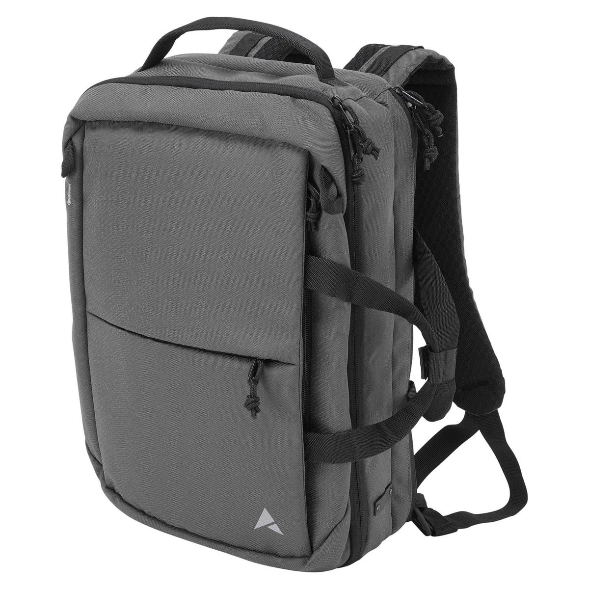 Altura Grid travel bag with laptop sleeve and convertible backpack briefcase, showing multiple compartments and durable fabric.