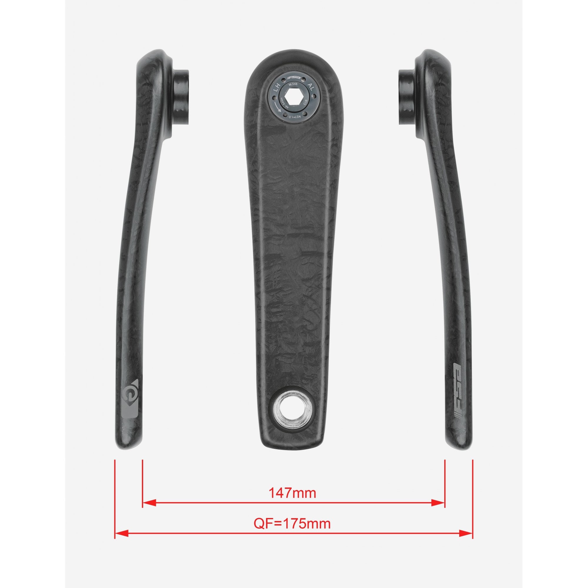 Fsa Ebike Chainset Ck-702 Isis 22.0Mm Black Cranks