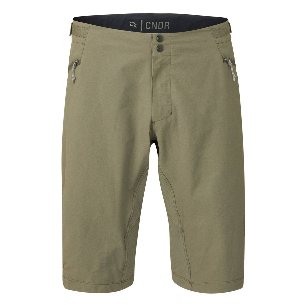 Rab Cinder Crank women's cycling shorts with venting zips, reinforced seat, and pockets, designed for comfort and durability.