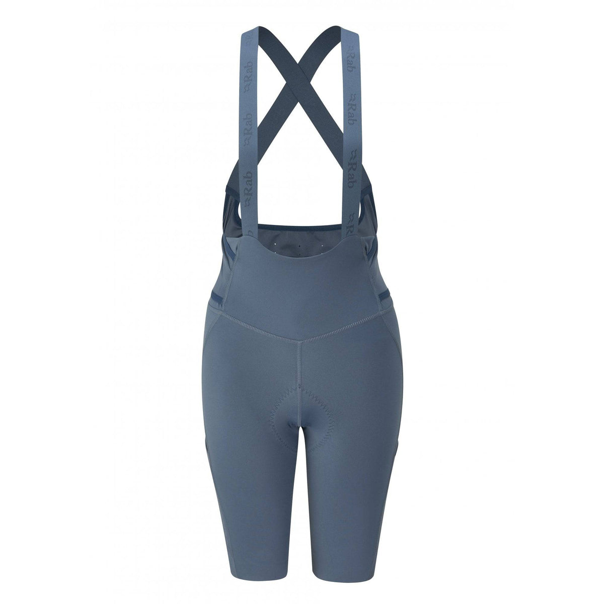 Rab Cinder Cargo Women's Cycling Bib Shorts with chamois padding and mesh pockets, designed for comfort and performance.