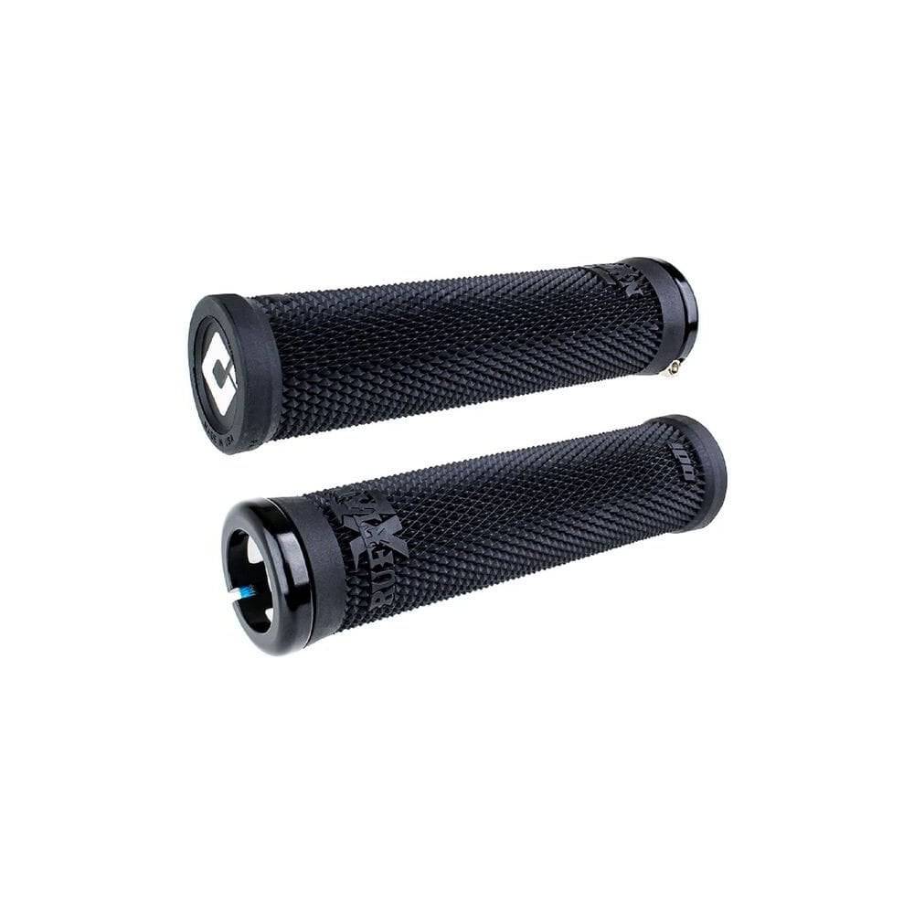 ODI Ruffian XL V2.1 MTB lock-on grips with single-clamp system, black rubber with textured surface for enhanced grip.