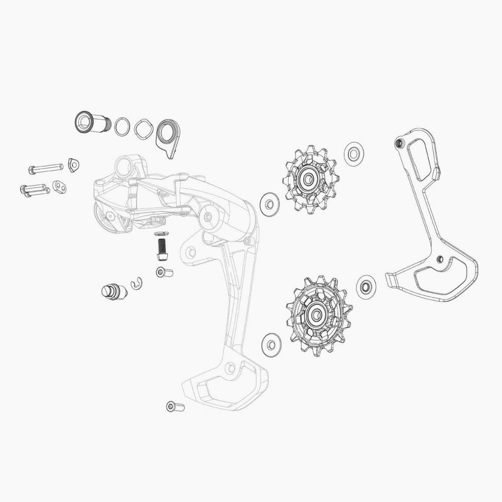 Sram Rear Derailleur Cover/Skid Kit X0 T-Type Eagle Axs (Upper & Lower Outer Link With Bushings Including Bolts) Spares & Accessories