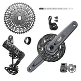 SRAM GX T-Type Eagle E-MTB transmission AXS groupset with battery and charger, shown with crank arms not included.