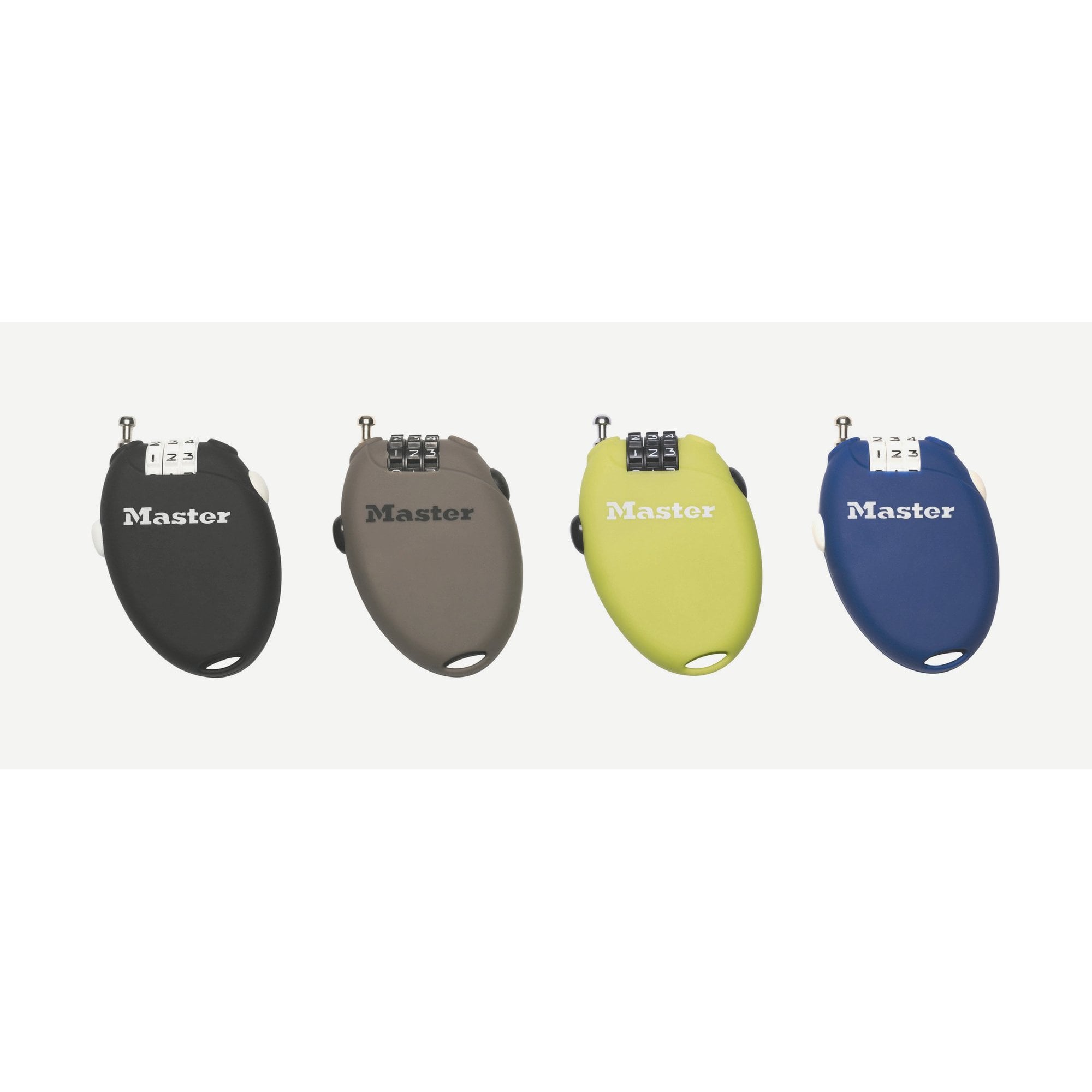 Master Lock Cable Locks - Retractable Cable Lock 70cm [4603] 4 pcs Black Green Blue Taupe