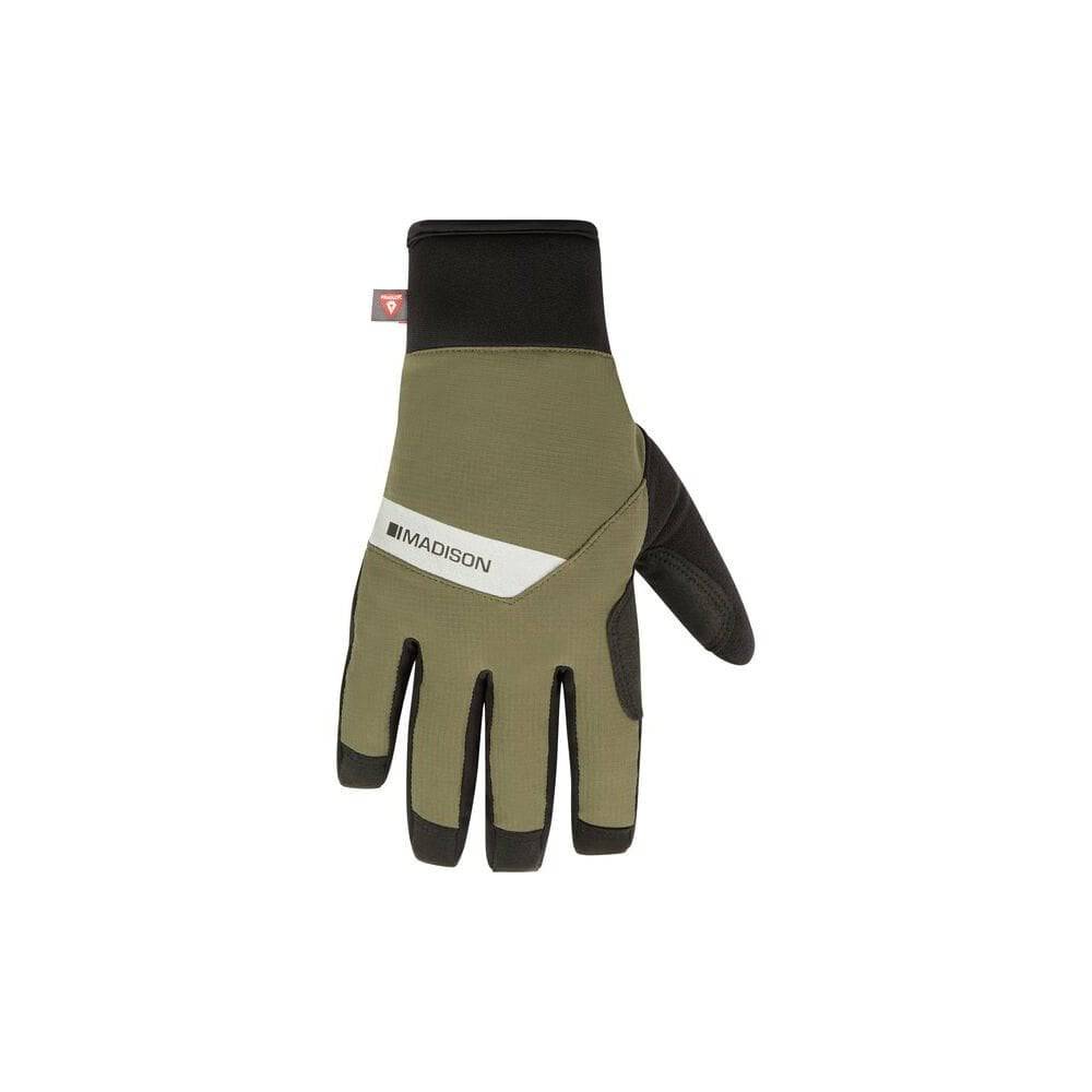 Madison DTE waterproof thermal cycling gloves with Primaloft insulation and touchscreen fingertips, designed for cold weather riding.