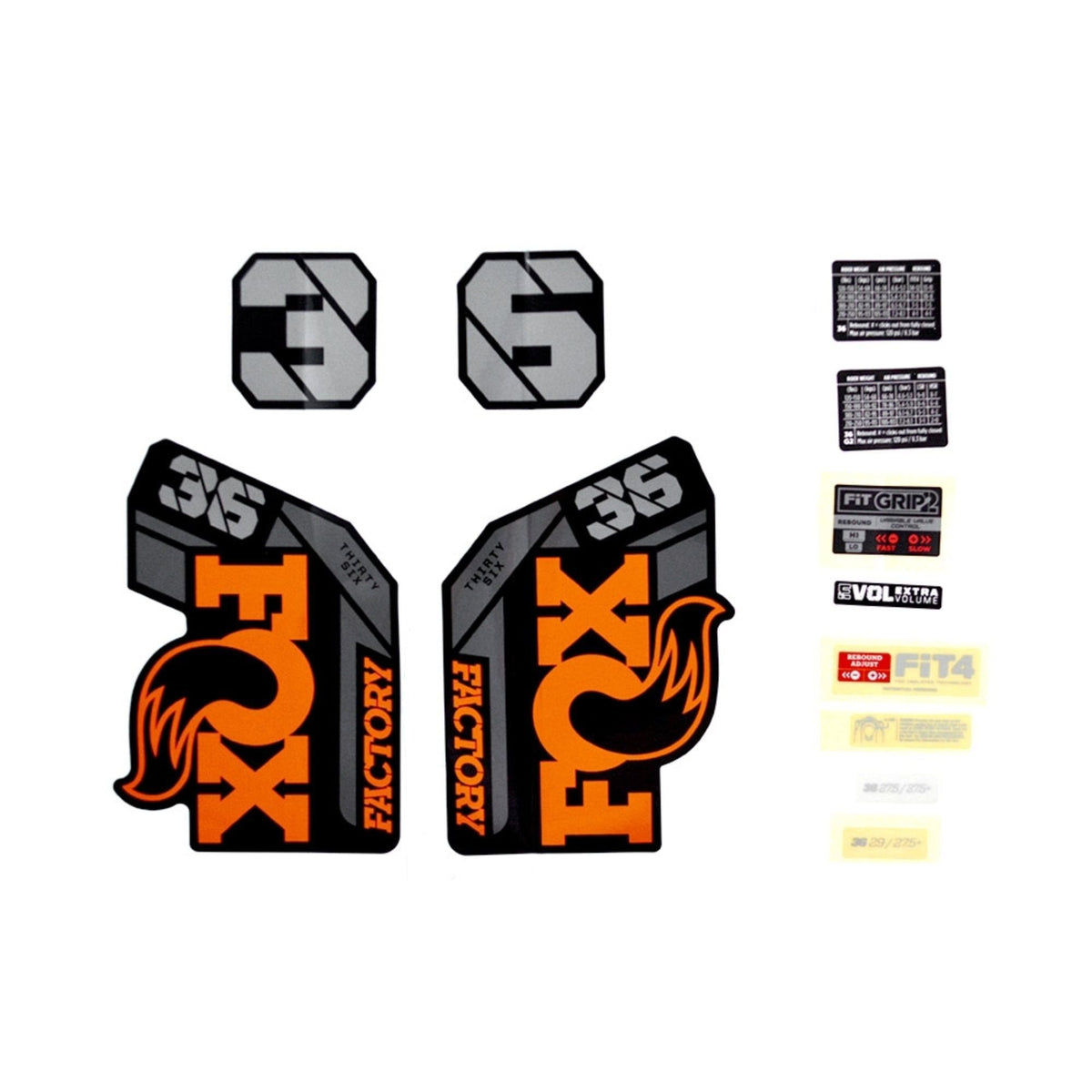 Fox Fork 36 Decal Kit: F-S Orange Logo Shiny Black 2021 Spares & Accesories