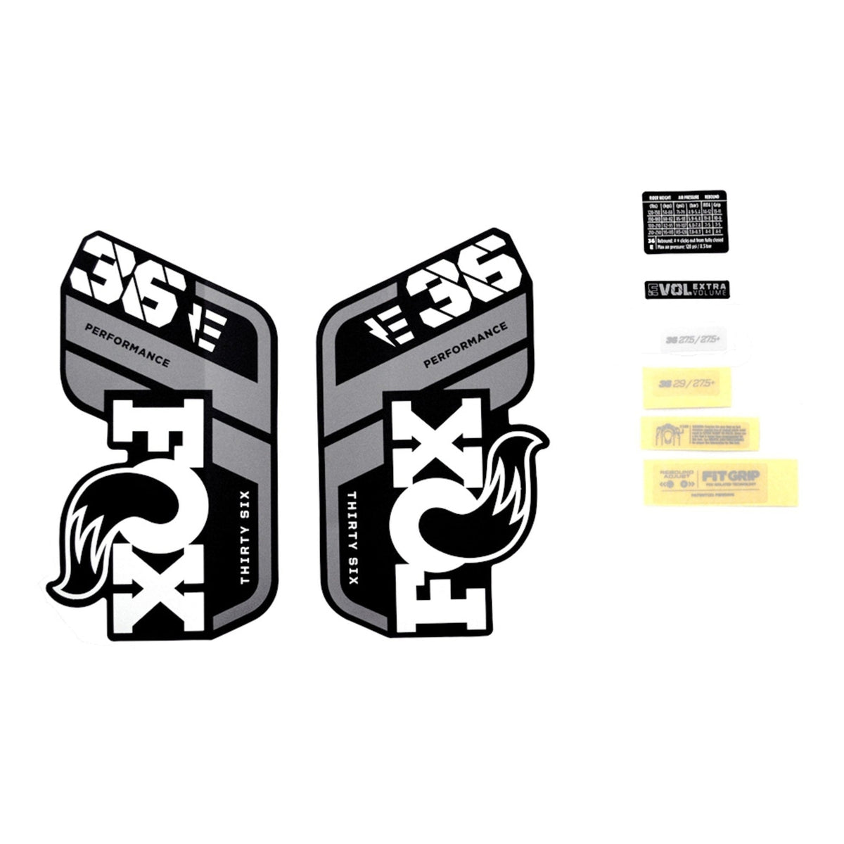 Fox Fork 36 Decal Kit: P-S E-Bike+ Grey Logo Matte Black 2021 Spares & Accesories