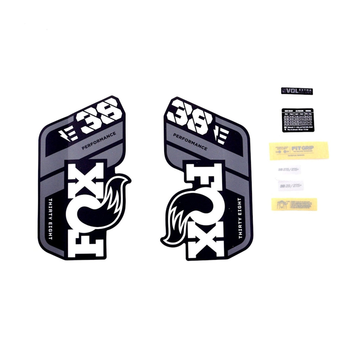 Fox Fork 38 Decal Kit: P-S E-Bike+ Grey Logo Matte Black 2021 Spares & Accesories