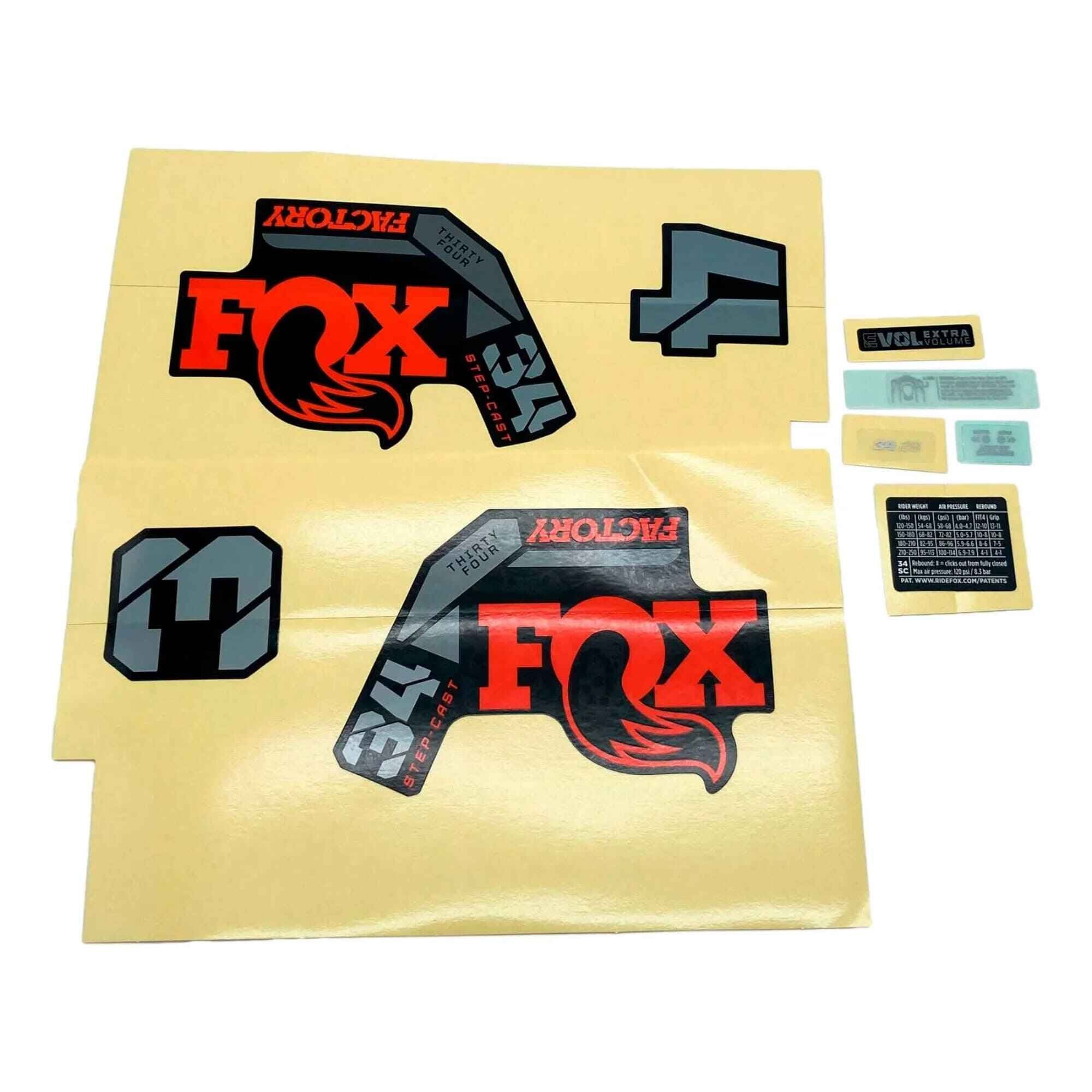 Fox Fork 34 Sc Decal Kit: F-S Orange/Black Logo Shiny Black 2022 Spares & Accesories