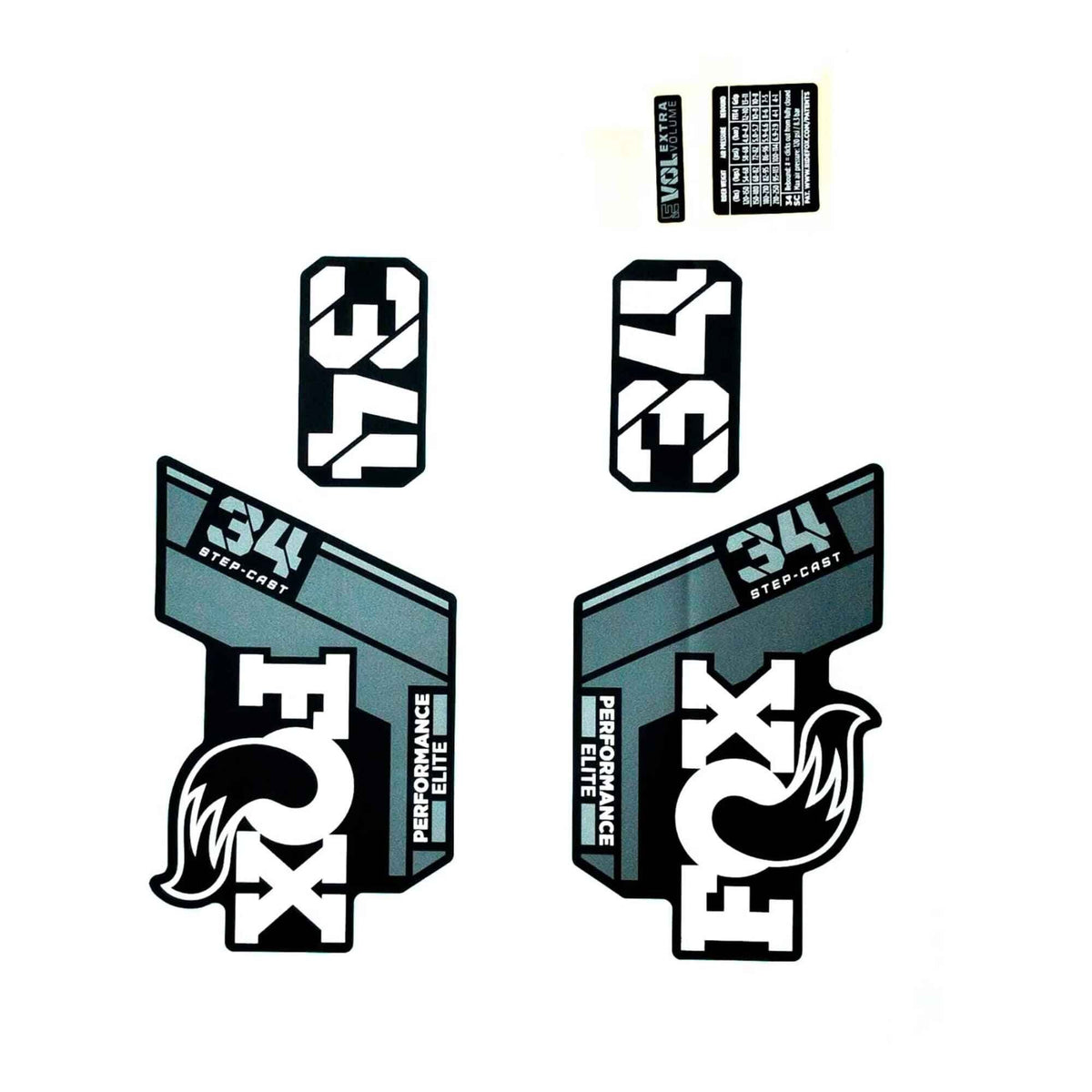 Fox Fork 34 Sc Decal Kit: F-S Grey Logo Matte Black 2022 Spares & Accesories
