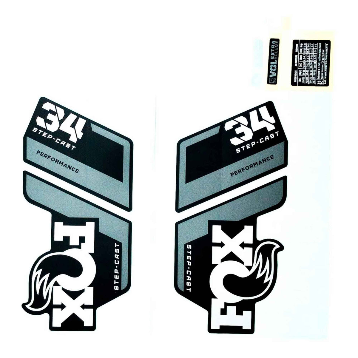 Fox Fork 34 Sc Decal Kit: P-S Grey Logo Matte Black 2022 Spares & Accesories