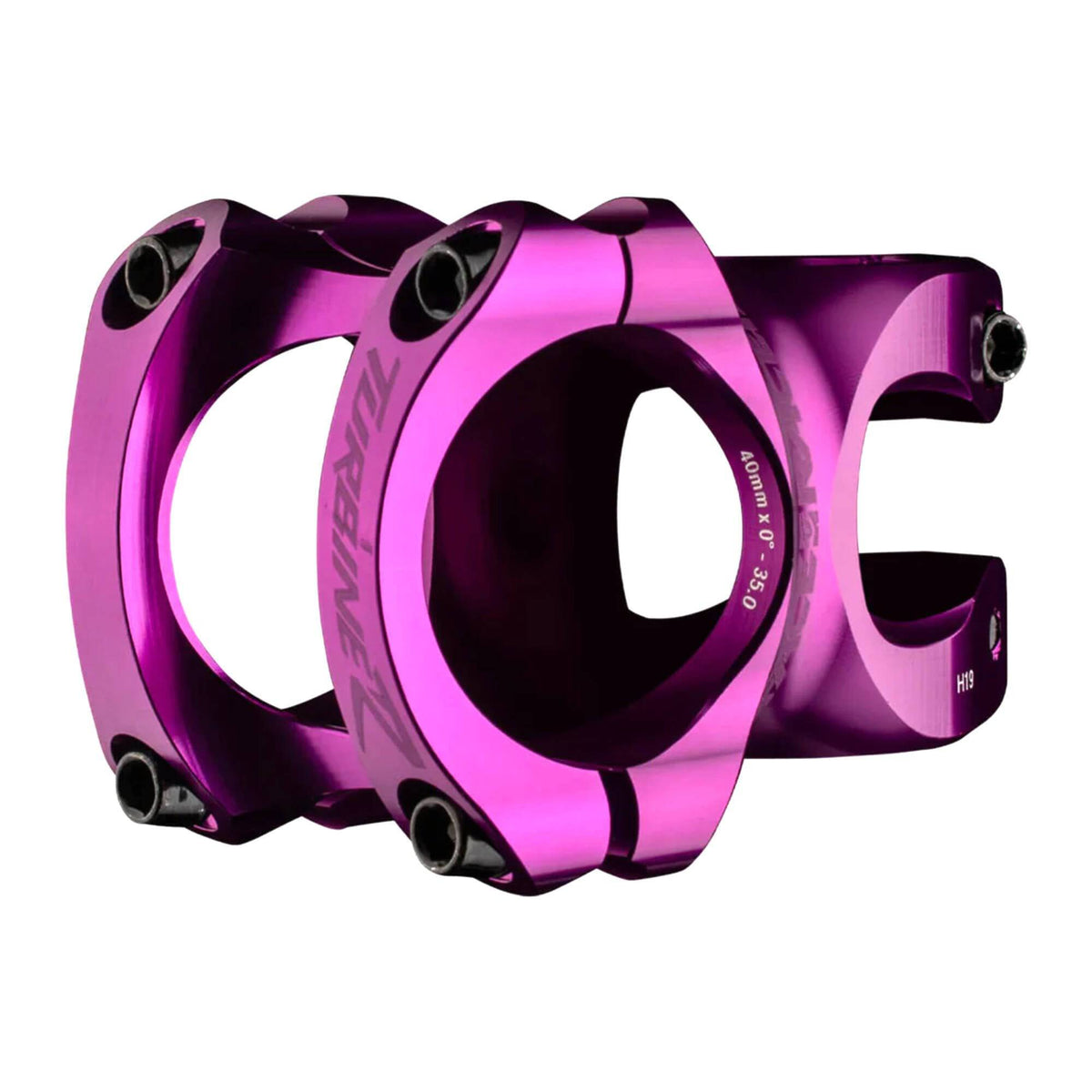 Race Face Turbine R 35 stem with 35mm clamp, designed for trail and enduro bikes, showcasing durable aluminum construction.