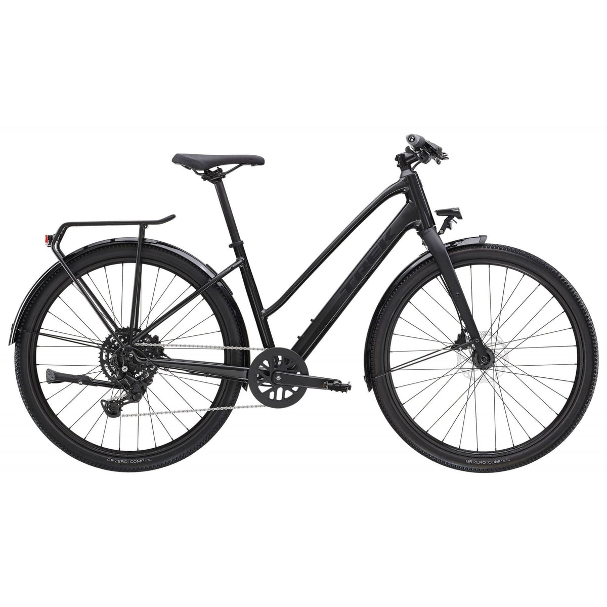 Trek Dual Sport 2 Stagger hybrid bike for women, featuring a lightweight frame, knobby tires, and comfortable saddle for city and trail riding.