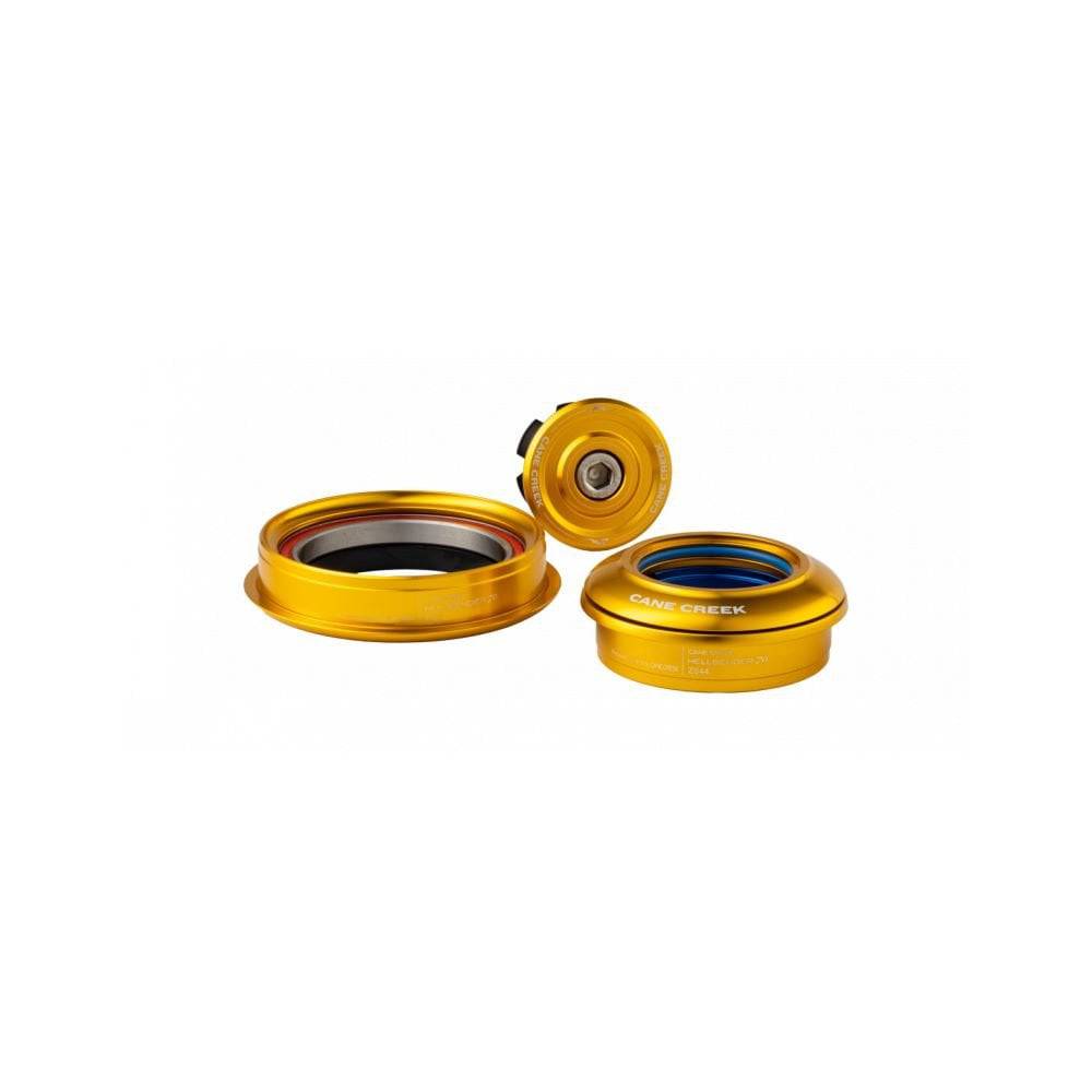 Cane Creek Hellbender 70 ZS44/28.6 and ZS56/40 headset components for smooth, durable bike steering and handling.
