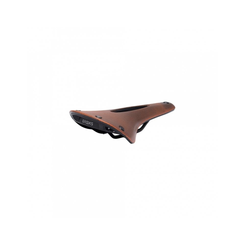 Brooks C17 Cambium Carved All-Weather Bike Saddle with pressure relief design, showing its durable, weather-resistant saddle surface.