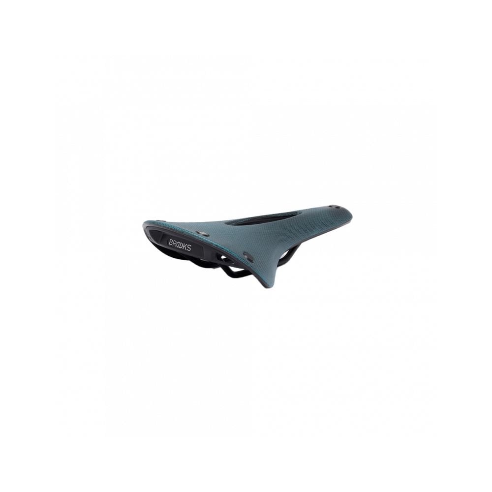 Brooks C17 Cambium Carved all-weather bike saddle with pressure relief design, showing its durable, ergonomic components.