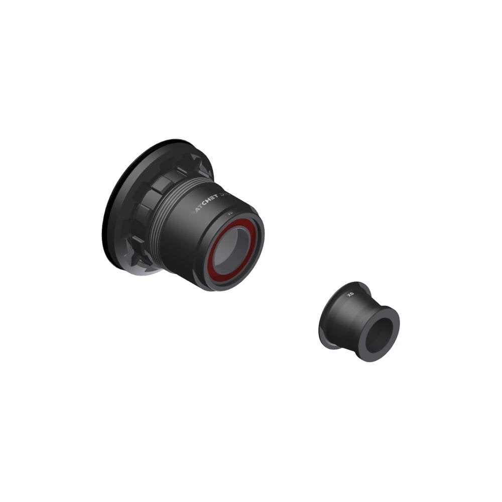 DT Swiss Ratchet DEG freehub conversion kit for Shimano Micro Spline 12mm hub, showing detailed component parts.