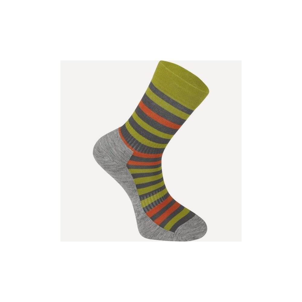 Madison Roam Isoler Merino 4-season cycling socks with insulation and support, shown in a close-up image of the socks' fabric and design.