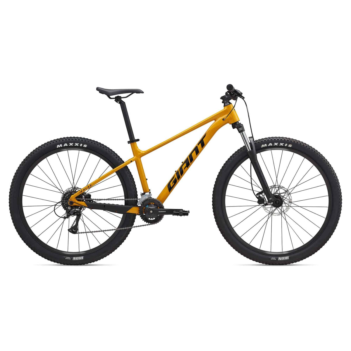 Giant Talon 3 mountain bike with ALUXX aluminum frame and Shimano Acera 1x drivetrain, shown outdoors on a trail.