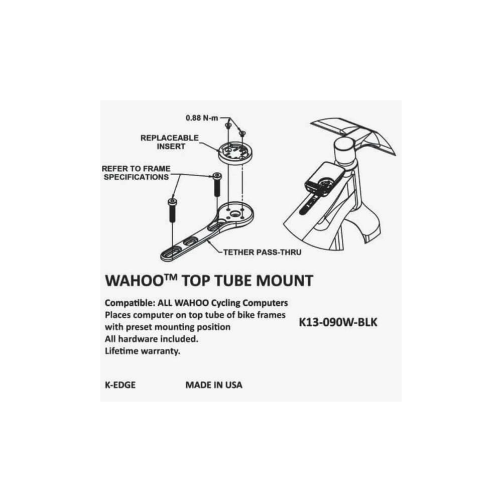 K-Edge Mounts & Spares - Wahoo Top Tube Mount Black Anodised