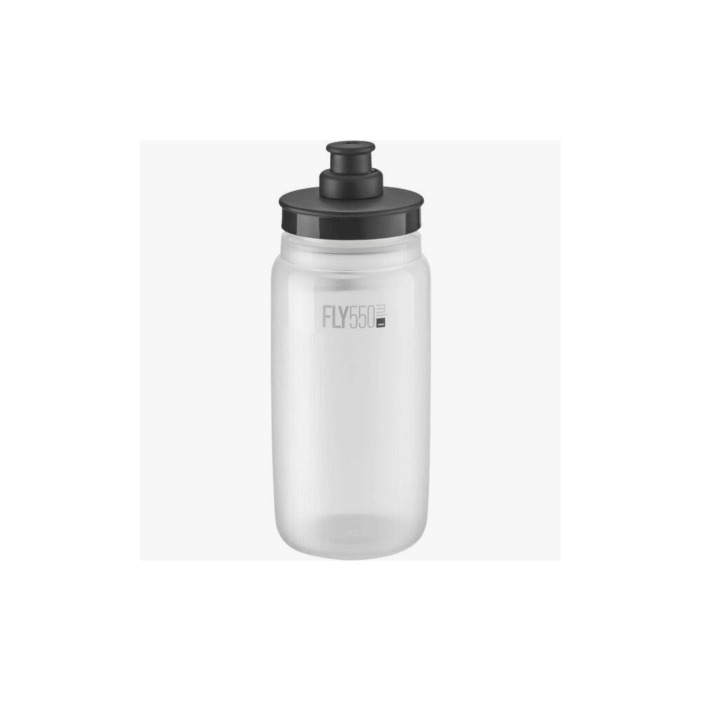 Elite Bottles Fly Tex Smoke 550 ml racing bidon with enhanced grip and fast-open cap, designed for cycling accessories.