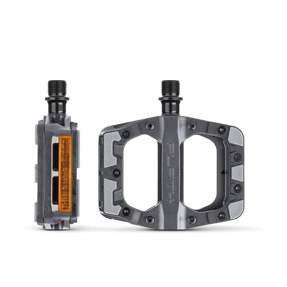 DMR Bikes Flat4 flat pedals for commuting, endurance, and e-bike riding, featuring durable metal construction and textured grip surfaces.