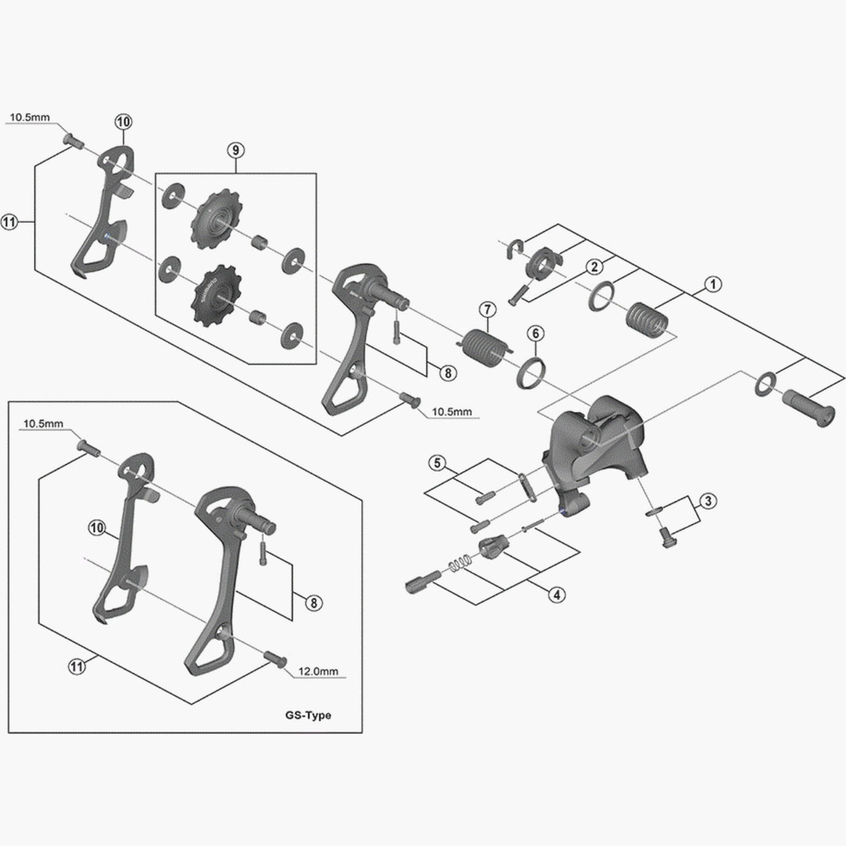 Shimano Rd-6800 Stroke Adjusting Screws M4 X 11.5 Mm & Plate Spares & Accessories