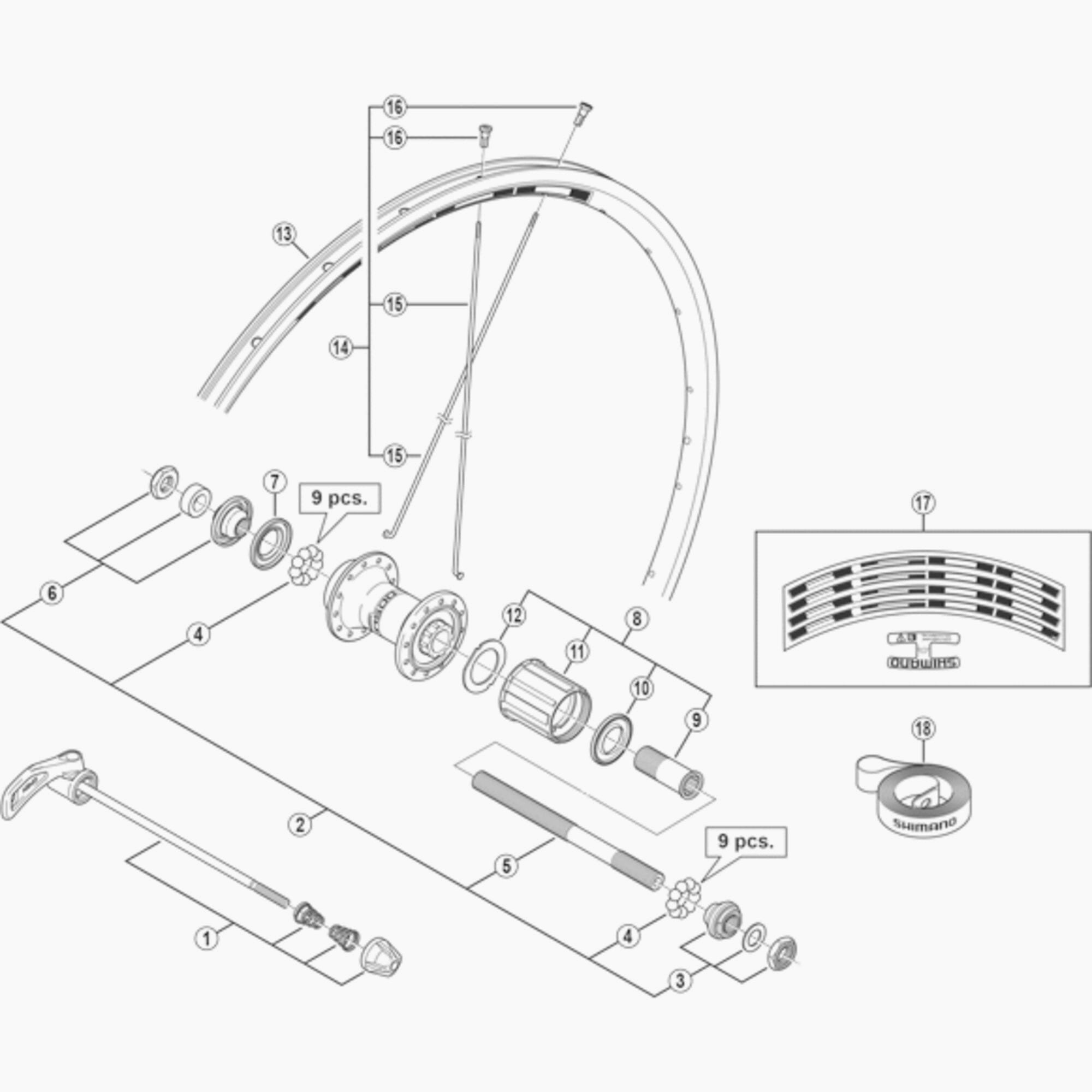 Shimano Wh-R501 Left Hand Lock Nut Unit