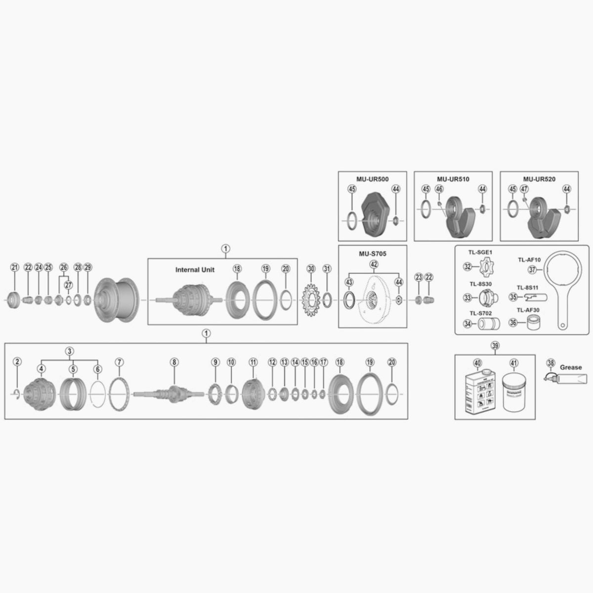 Shimano Sg-S7051-8 Internal Assembly, 187 Mm