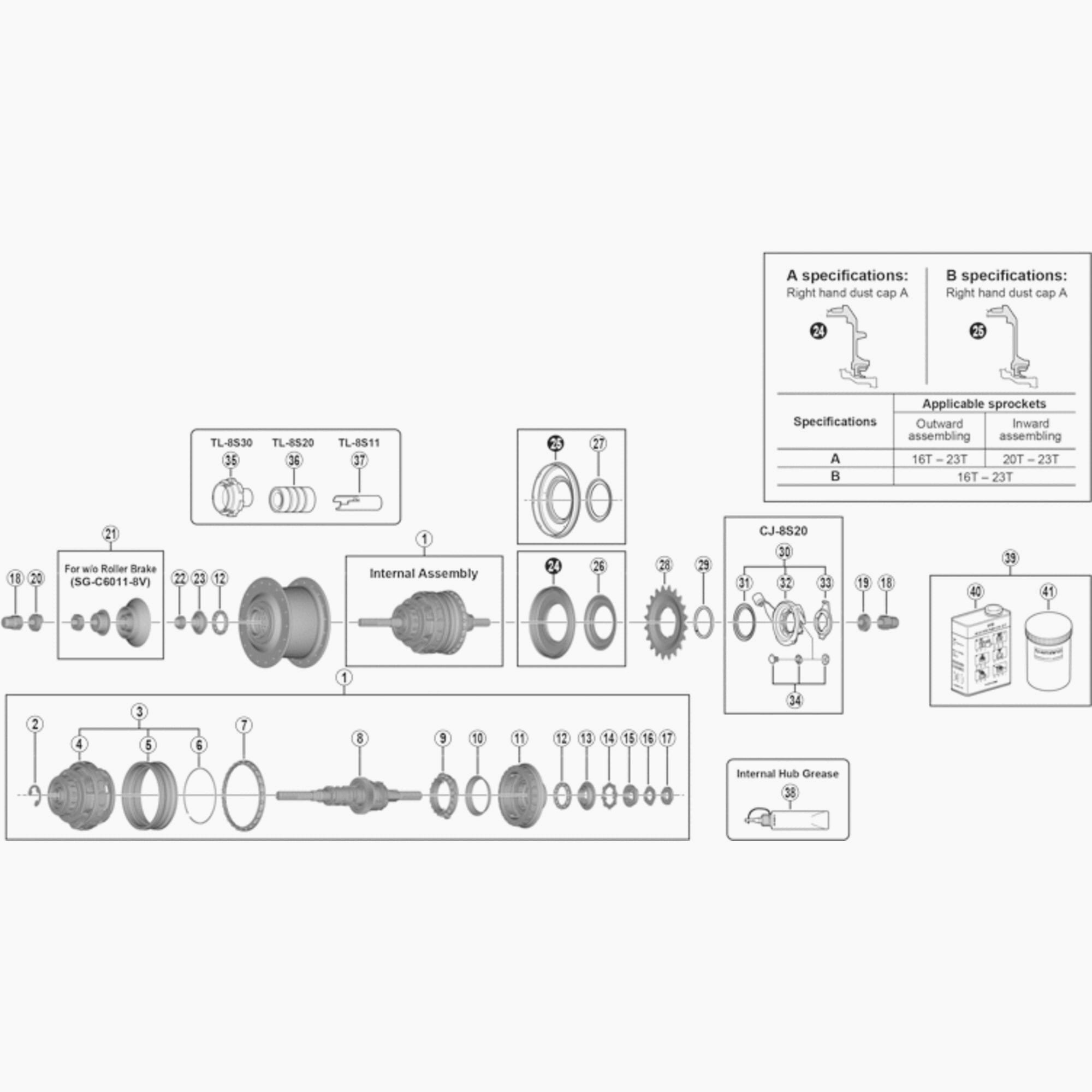 Shimano Sg-C6011-8R Internal Assembly, 184 Mm