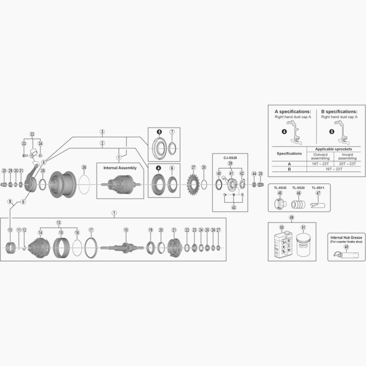 Shimano Sg-C6001-8C Internal Assembly, 184 Mm